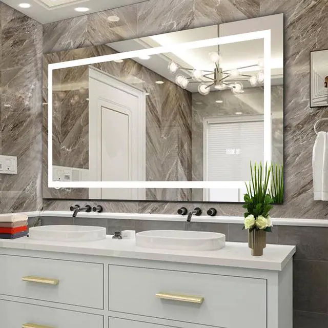 Main image of 60" x 32" LED Bathroom Mirror with Anti-Fog and Touch Sensor Modern Frameless Lighted Wall Mirror for Bathroom Vanity, Shower Room, or Dressing Area