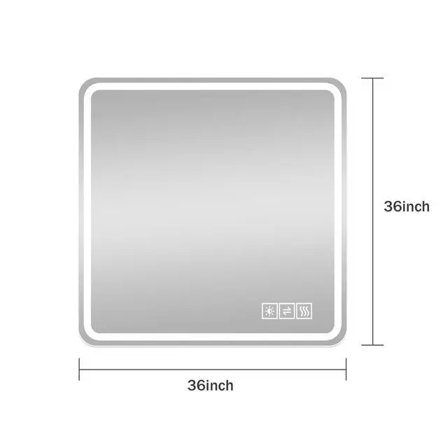 Alt view image 3 of 7 - 36*36in LED Bathroom Mirror, Anti-Explosion Glass, Rust-Resistant, Anti-Fog Features, Tri-Color Changing, Ideal for All Bathroom Decors, A Must-Have Bathroom Accessory