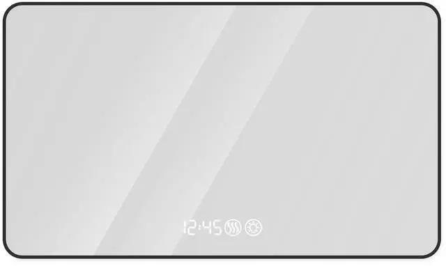 Main image of 29x39 Black frame wall mirror with rounded corners vanity mirror, temperature display, tri color light, defogging, high-quality aluminum alloy frame, high-definition tempered glass