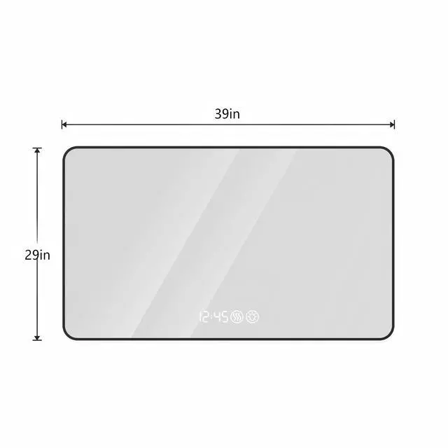 Alt view image 3 of 7 - 29x39 Black frame wall mirror with rounded corners vanity mirror, temperature display, tri color light, defogging, high-quality aluminum alloy frame, high-definition tempered glass