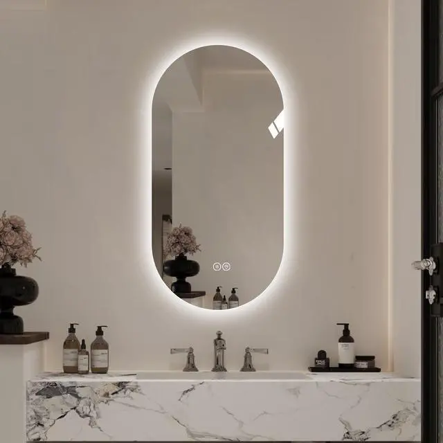 Alt view image 2 of 7 - 48*24 inch Smart Wall Mounted LED Touch Screen Anti-fog Mirror Bathroom Mirror, Barber Shop Mirror