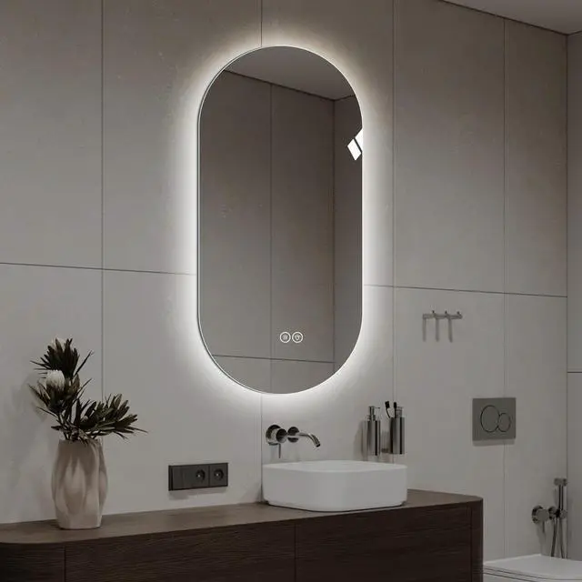 Alt view image 5 of 7 - 48*24 inch Smart Wall Mounted LED Touch Screen Anti-fog Mirror Bathroom Mirror, Barber Shop Mirror