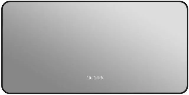 Main image of 48*24 inch Black frame wall mirror with rounded corners vanity mirror, temperature display, tri color light, defogging, high-quality aluminum alloy frame, high-definition tempered glass