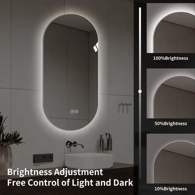 Alt view image 7 of 7 - 48*24 inch Smart Wall Mounted LED Touch Screen Anti-fog Mirror Bathroom Mirror, Barber Shop Mirror