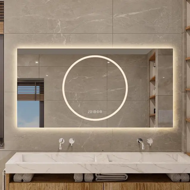 Alt view image 2 of 7 - 48*24 inch Bathroom Mirror with Led Lights , Anti-Fog Lighted Vanity Mirrors for Wall Mounted, 3 Colors and 6 level Dimmable, Horizontal