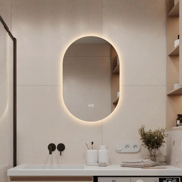 Main image of 24 in. x 36 in. Capsule LED Backlit Bathroom Mirror with Anti-Fog, 3-Color Temperature, Stepless Dimming, Memory Function, IP44 Waterproof, Horizontal or Vertical Mount