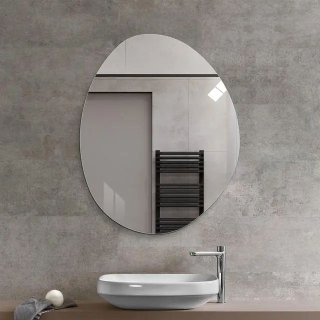Alt view image 7 of 7 - 40 in. x 32 in. Modern Asymmetrical Bathroom Wall Mirror, HD Copper-Free Silver Glass, Anti-Oxidation, Vertical Hanging