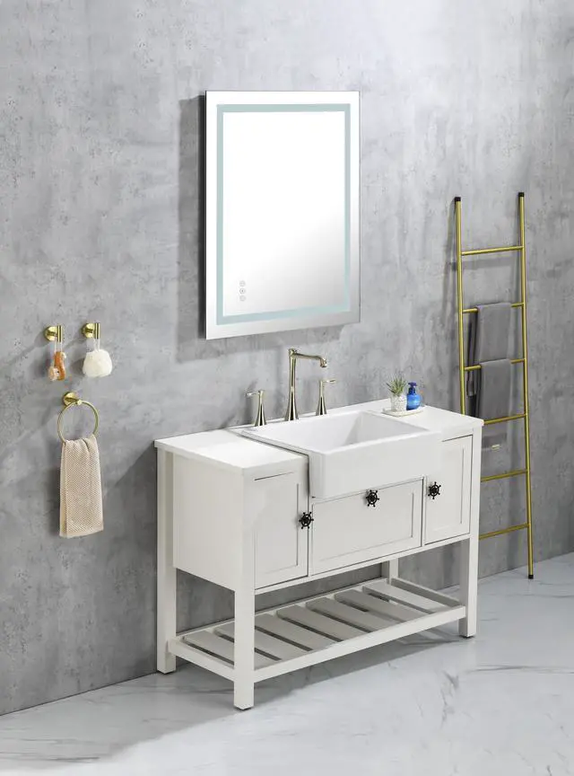Alt view image 5 of 7 - 40 x 36 Inch LED Bathroom Mirror with Front, Wall Mounted Vanity Mirror, Anti-Fog, Memory, 3 Colors, Stepless Dimmable