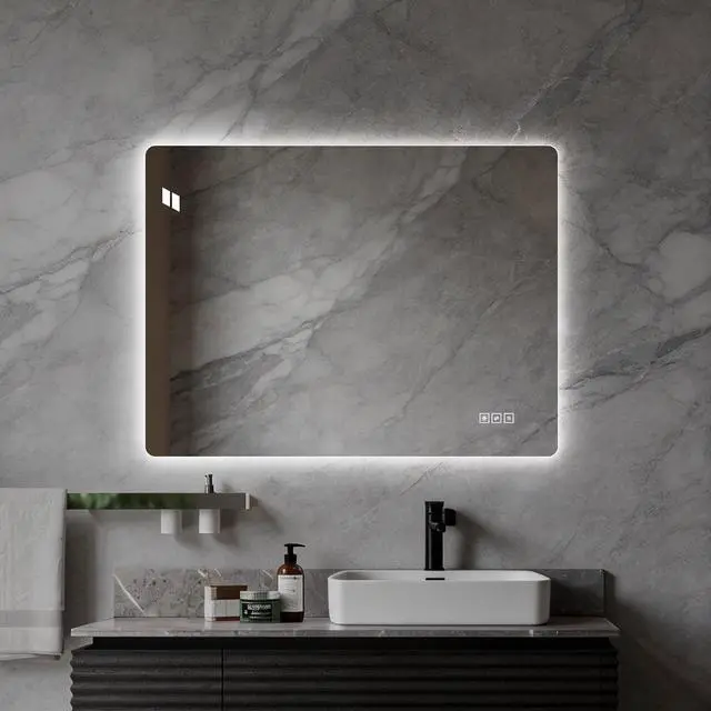 Alt view image 2 of 7 - 24*32 Inch Bathroom Mirror with Led Lights Front and Backlit, Anti-Fog Lighted Vanity Mirrors for Wall Mounted, 3 Colors and 5 level Dimmable, Horizontal/Vertical