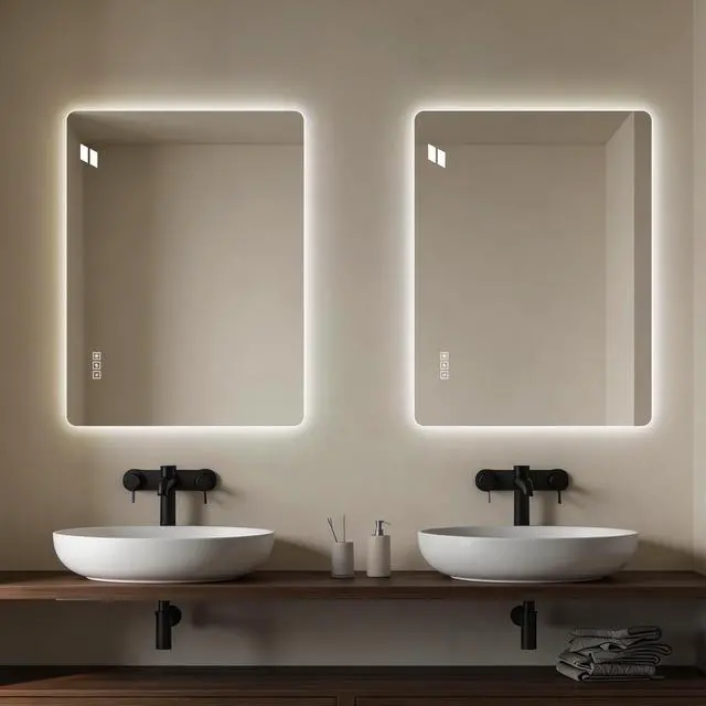 Alt view image 3 of 7 - 24*32 Inch Bathroom Mirror with Led Lights Front and Backlit, Anti-Fog Lighted Vanity Mirrors for Wall Mounted, 3 Colors and 5 level Dimmable, Horizontal/Vertical