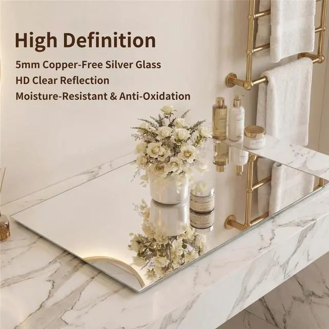 Alt view image 6 of 7 - 24*32 inch Black Aluminum Framed Bathroom Mirror, HD Copper-Free Silver Wall Mirror, Horizontal & Vertical Hanging Vanity Mirror for Bathroom, Entryway & Dressing Room