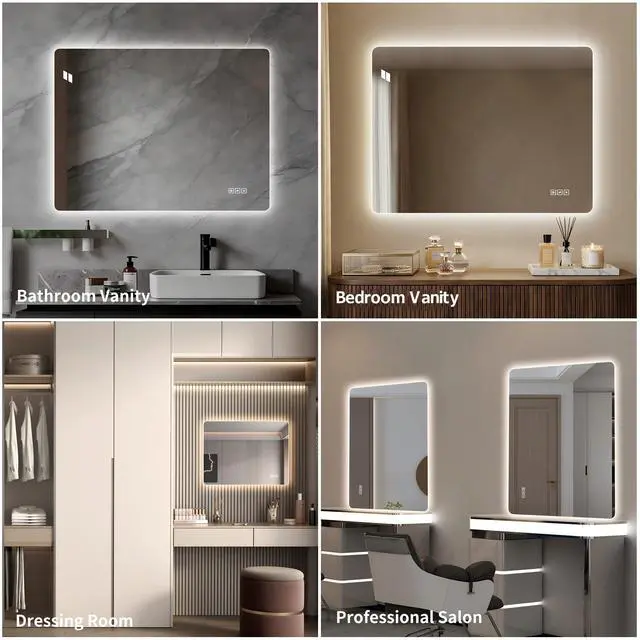 Alt view image 5 of 7 - 24*32 Inch Bathroom Mirror with Led Lights Front and Backlit, Anti-Fog Lighted Vanity Mirrors for Wall Mounted, 3 Colors and 5 level Dimmable, Horizontal/Vertical
