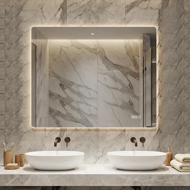 Main image of 36*30 Inch Bathroom Mirror with Led Lights Front and Backlit, Anti-Fog Lighted Vanity Mirrors for Wall Mounted, 3 Colors and 5 level Dimmable, Horizontal/Vertical