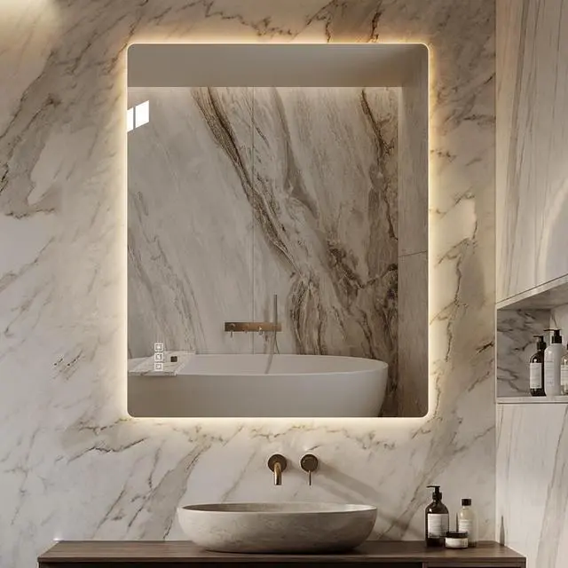 Alt view image 2 of 7 - 36*30 Inch Bathroom Mirror with Led Lights Front and Backlit, Anti-Fog Lighted Vanity Mirrors for Wall Mounted, 3 Colors and 5 level Dimmable, Horizontal/Vertical