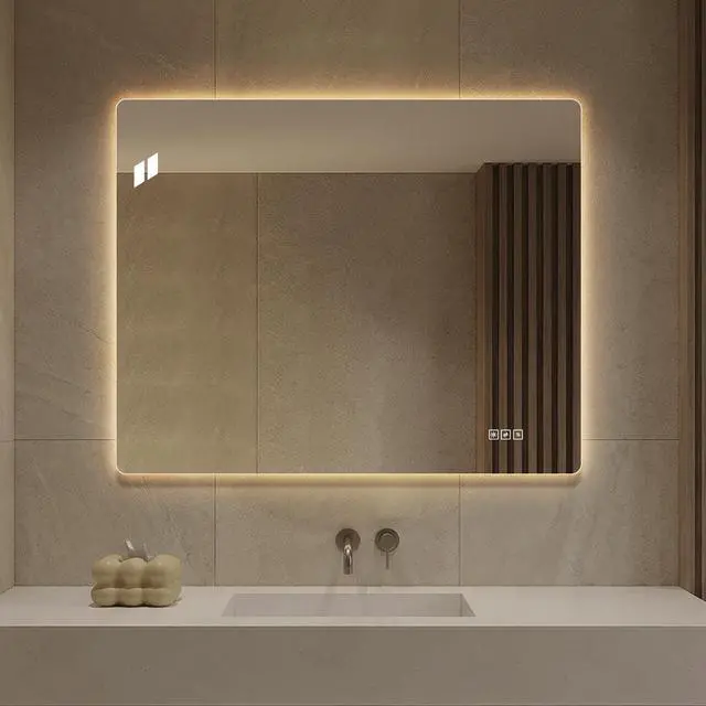 Alt view image 3 of 7 - 36*30 Inch Bathroom Mirror with Led Lights Front and Backlit, Anti-Fog Lighted Vanity Mirrors for Wall Mounted, 3 Colors and 5 level Dimmable, Horizontal/Vertical