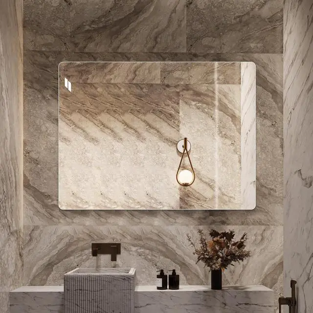 Alt view image 4 of 7 - Modern Frameless Bathroom Mirror, 36 x 30 Inch Rectangular Vanity Mirror with Copper-Free Silver Glass and Shatter-Resistant Backing