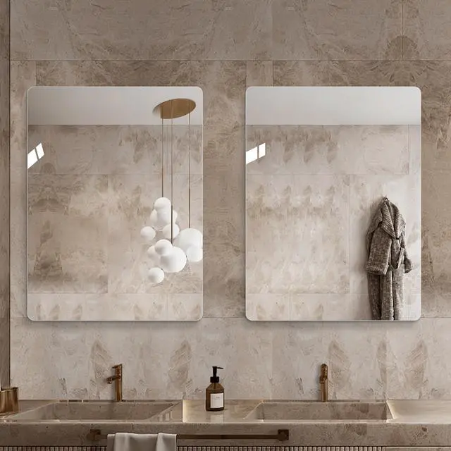 Alt view image 6 of 7 - Modern Frameless Bathroom Mirror, 36 x 30 Inch Rectangular Vanity Mirror with Copper-Free Silver Glass and Shatter-Resistant Backing