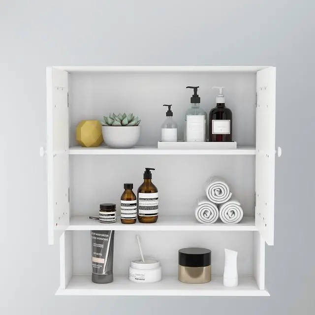 Alt view image 5 of 7 - Bathroom Wall Cabinet with Doule Mirror Doors and Shelvs