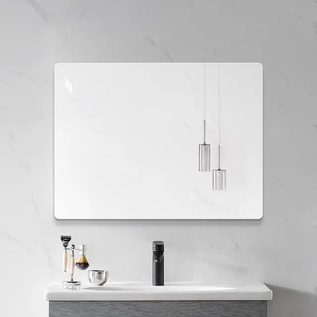 Alt view image 5 of 7 - Modern Frameless Bathroom Mirror, 36 x 30 Inch Rectangular Vanity Mirror with Copper-Free Silver Glass and Shatter-Resistant Backing