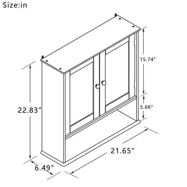 Alt view image 7 of 7 - Bathroom Wall Cabinet with Doule Mirror Doors and Shelvs