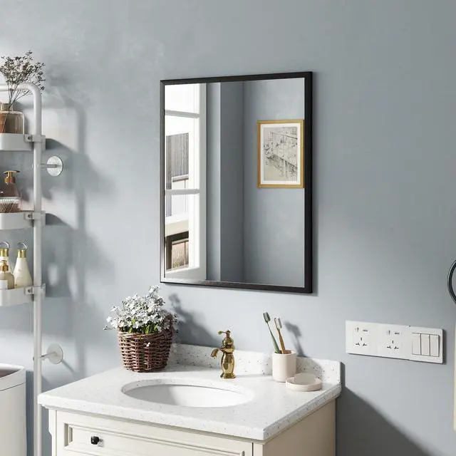 Alt view image 2 of 7 - Elevate Your Bathroom Aesthetic with This 24-inch Aluminum Black Mirror!