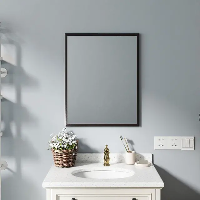 Alt view image 4 of 7 - Elevate Your Bathroom Aesthetic with This 24-inch Aluminum Black Mirror!