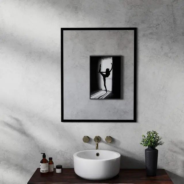Alt view image 5 of 7 - Elevate Your Bathroom Aesthetic with This 24-inch Aluminum Black Mirror!