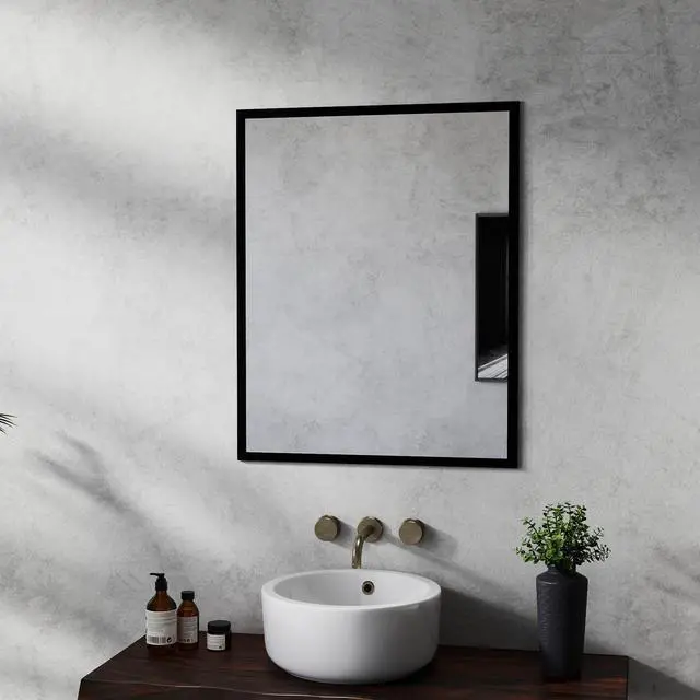 Alt view image 6 of 7 - Elevate Your Bathroom Aesthetic with This 24-inch Aluminum Black Mirror!