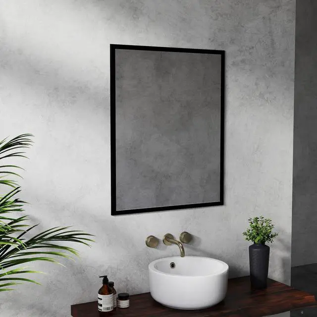 Alt view image 3 of 7 - Elevate Your Bathroom Aesthetic with This 24-inch Aluminum Black Mirror!