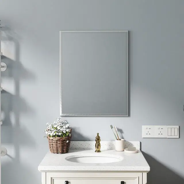 Alt view image 2 of 7 - Revamp Your Bathroom with This Compact Yet Stunning 24-inch Aluminum Silver Mirror!