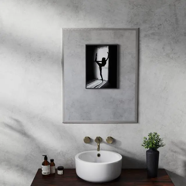 Alt view image 3 of 7 - Revamp Your Bathroom with This Compact Yet Stunning 24-inch Aluminum Silver Mirror!
