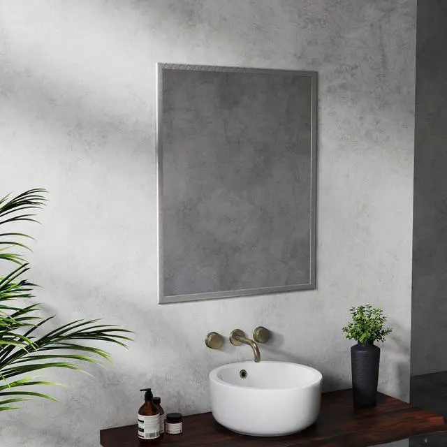 Alt view image 6 of 7 - Revamp Your Bathroom with This Compact Yet Stunning 24-inch Aluminum Silver Mirror!
