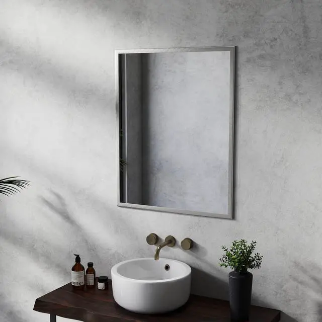 Alt view image 5 of 7 - Revamp Your Bathroom with This Compact Yet Stunning 24-inch Aluminum Silver Mirror!