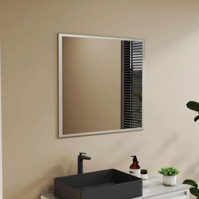 Alt view image 2 of 7 - Transform Your Bathroom with This Stunning 32-inch Aluminum Silver Mirror!