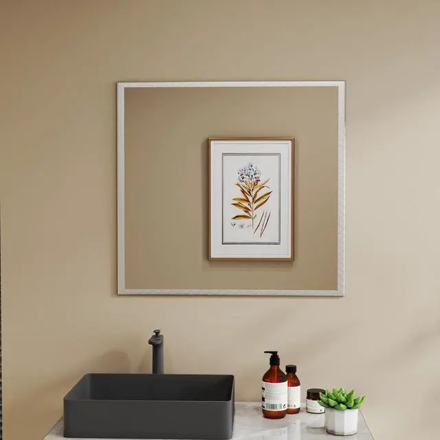 Alt view image 3 of 7 - Transform Your Bathroom with This Stunning 32-inch Aluminum Silver Mirror!