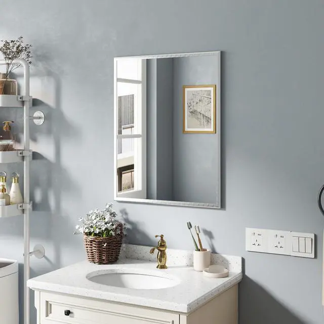 Alt view image 4 of 7 - Revamp Your Bathroom with This Compact Yet Stunning 24-inch Aluminum Silver Mirror!
