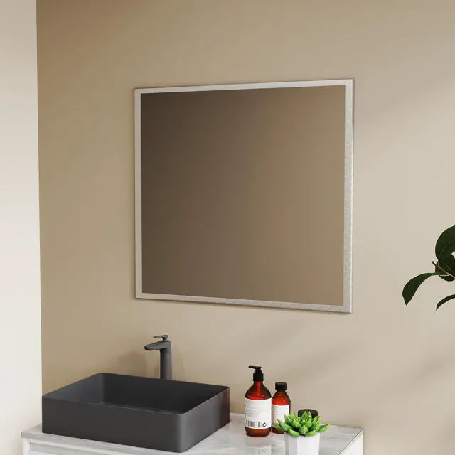 Alt view image 6 of 7 - Transform Your Bathroom with This Stunning 32-inch Aluminum Silver Mirror!