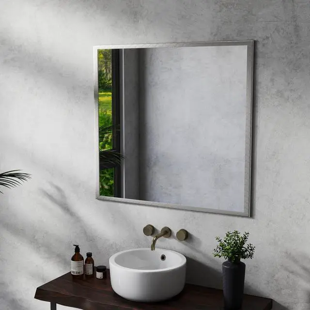 Alt view image 5 of 7 - Transform Your Bathroom with This Stunning 32-inch Aluminum Silver Mirror!
