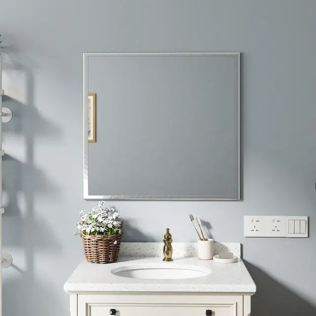 Alt view image 7 of 7 - Transform Your Bathroom with This Stunning 32-inch Aluminum Silver Mirror!