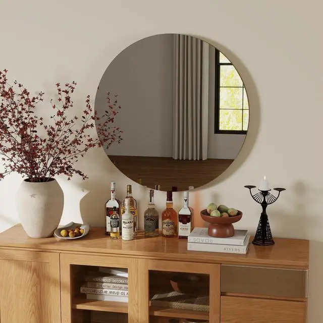 Alt view image 6 of 7 - 80cm bathroom mirror, round mirror, wall mount