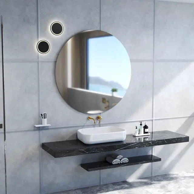 Alt view image 3 of 7 - 70cm bathroom mirror, round mirror, matte white Backboard