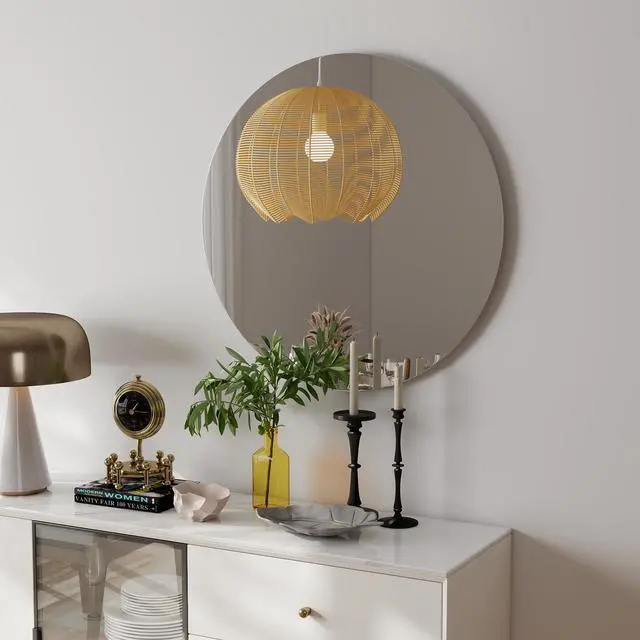Alt view image 7 of 7 - 70cm bathroom mirror, round mirror, matte white Backboard