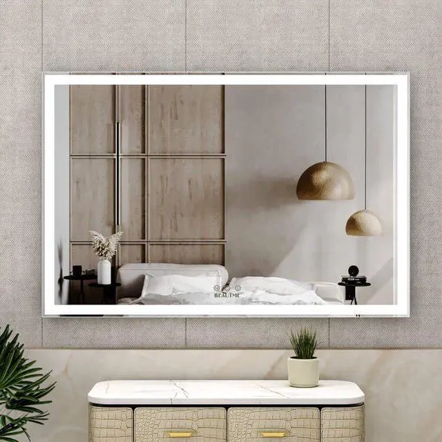 Alt view image 7 of 7 - 60x40 inch Oversized LED Bathroom Mirror Wall Mounted Mirror with 3 Color Modes Aluminum Frame Large Wall Mirror for Bathroom