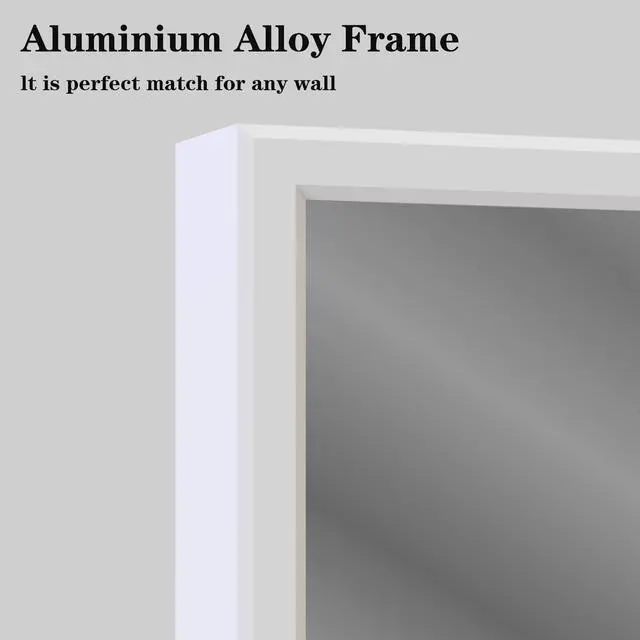 Alt view image 5 of 7 - 48"x32" Oversized Modern Rectangle Bathroom Mirror with White Frame Decorative Large Wall Mirrors for Bathroom Living Room Bedroom Vertical or Horizontal Wall Mounted mirror with Aluminum Frame