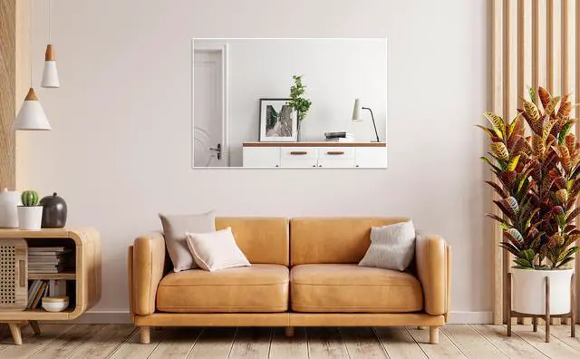 Alt view image 7 of 7 - 48"x32" Oversized Modern Rectangle Bathroom Mirror with White Frame Decorative Large Wall Mirrors for Bathroom Living Room Bedroom Vertical or Horizontal Wall Mounted mirror with Aluminum Frame