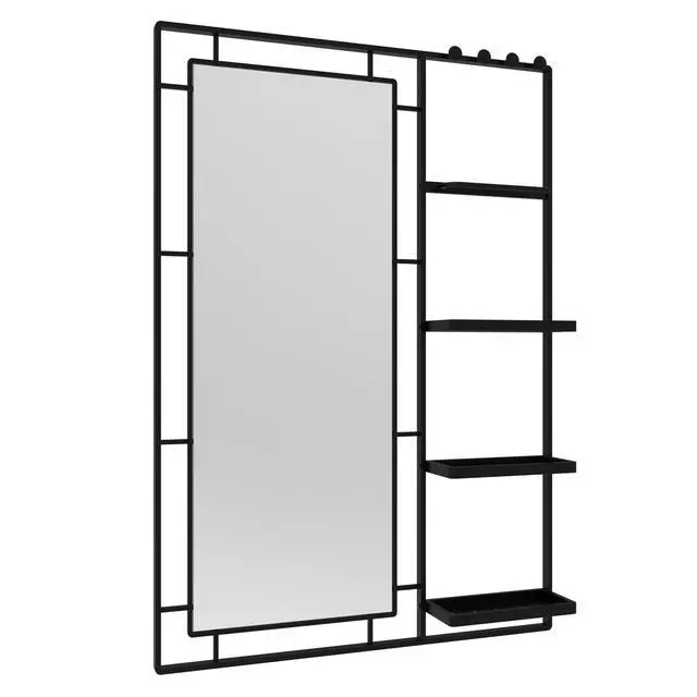 Alt view image 3 of 7 - 30X44 Ines Modern Vanity Mirror with Multi-functional Shelf, Large bathroom Mirror, Black Frame Decoration Mirror, Suitable for Bathroom, Living Room, Bedroom
