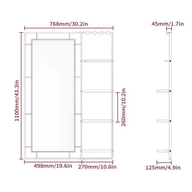 Alt view image 5 of 7 - 30X44 Ines Modern Vanity Mirror with Multi-functional Shelf, Large bathroom Mirror, Black Frame Decoration Mirror, Suitable for Bathroom, Living Room, Bedroom