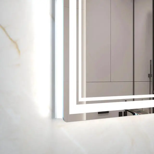 Alt view image 3 of 7 - 60x40 inch Oversized LED Bathroom Mirror Wall Mounted Mirror with 3 Color Modes Aluminum Frame Large Wall Mirror for Bathroom