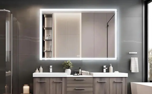 Alt view image 7 of 7 - 60x40 inch Oversized LED Bathroom Mirror Wall Mounted Mirror with 3 Color Modes Aluminum Frame Large Wall Mirror for Bathroom