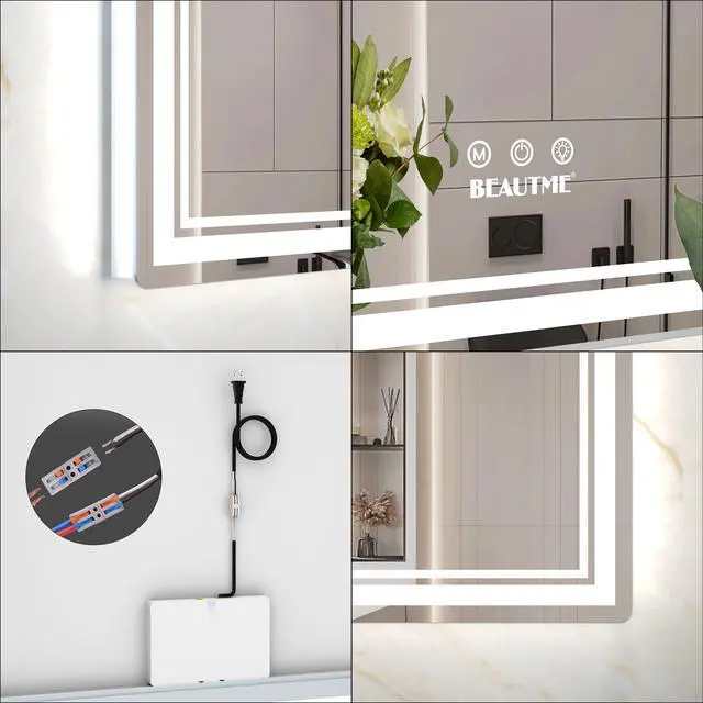 Alt view image 5 of 7 - 60x40 inch Oversized LED Bathroom Mirror Wall Mounted Mirror with 3 Color Modes Aluminum Frame Large Wall Mirror for Bathroom